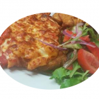Aussie Parmigiana with chips and salad